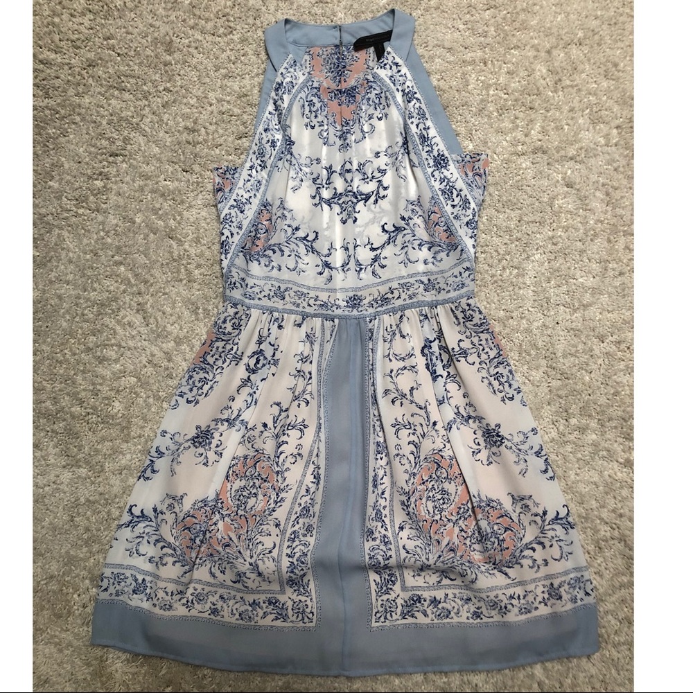 BCBG occasion mini dress in a scarf print!